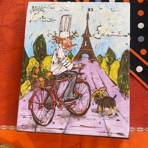 Vintage Joanna “Jean Pierre’s Ride” whimsical french chef canvas